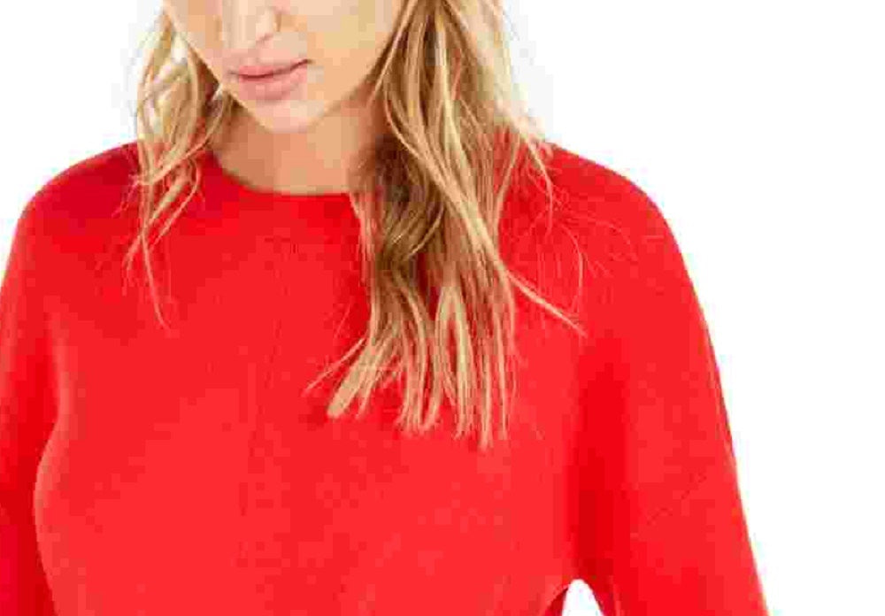 Bar III Women's Red Long Sleeve Crew Neck Sweater Red Size Small