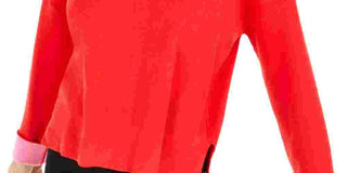 Bar III Women's Red Long Sleeve Crew Neck Sweater Red Size Small