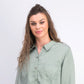 Charter Club Women's Woven Solid Tencel Shirt Green Size Small