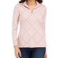 Charter Club Women's Petite Printed Mock-Neck Top Pink Size Petite Large