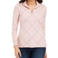 Charter Club Women's Printed Mock Neck Top Pink Size Petite Medium
