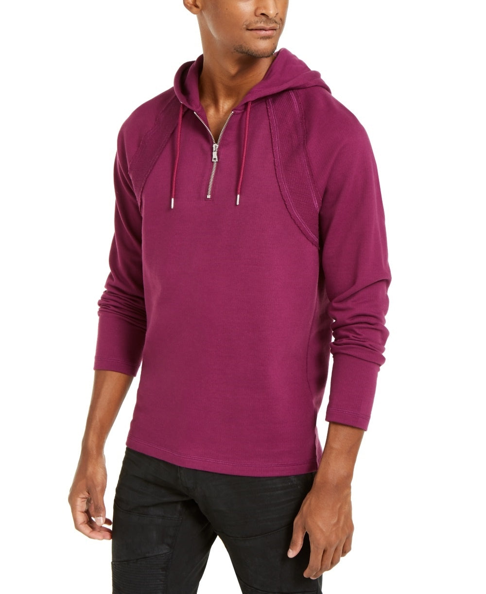 INC International Concepts Men's Hooded Quarter Zip Sweater Classic Purple Size Small