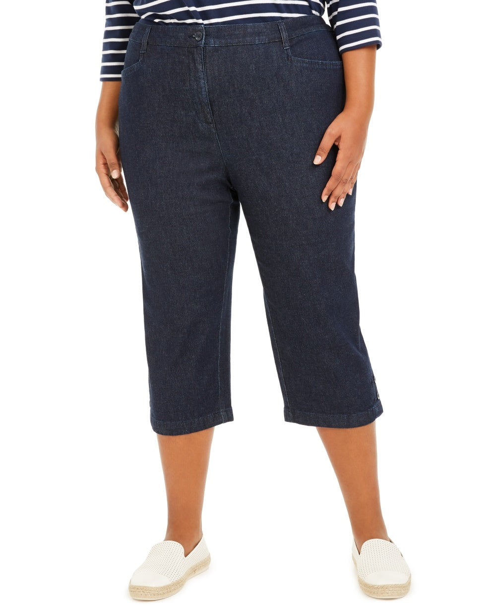 Karen Scott Women;s Plus Size Denim Capri Pants  Blue Size Petite Small