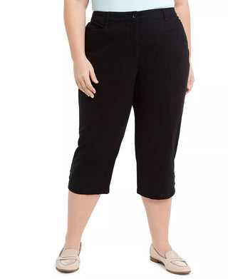 Karen Scott Women's Stretch Tummy Control Capri Pants Black Size 18W