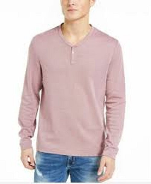 INC International Concepts Men's Radar Long-Sleeve Henley Pink Size XXX-Large