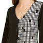 Alfani Women's Mixed Print Asymmetrical Hem Top  Black Size Petite Small