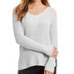 Style & Co Women's Ribbed V Neck Cotton Sweater Grey Size XX-Large