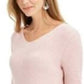Style & Co Women's Ribbed V-Neck Cotton Sweater Lt/Paspink Size Large