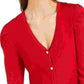 INC International Concepts Women's Puff-Sleeve Cardigan Red Size Medium
