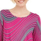 JM Collection Women's Swirl-Print 3/4-Sleeve T-Shirt Pink Size Large