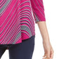 JM Collection Women's Swirl-Print 3/4-Sleeve T-Shirt Pink Size Large