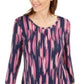 JM Women's Collection Women's Printed 3/4-Sleeve T-Shirt Pink Size Extra Large