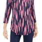 JM Women's Collection Women's Printed 3/4-Sleeve T-Shirt Pink Size Extra Large
