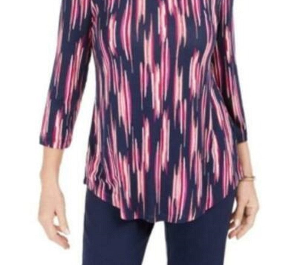 JM Women's Collection Women's Printed 3/4-Sleeve T-Shirt Pink Size Extra Large