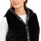 Charter Club Women's Faux-Fur Hooded Reversible Vest Black Size X-Large