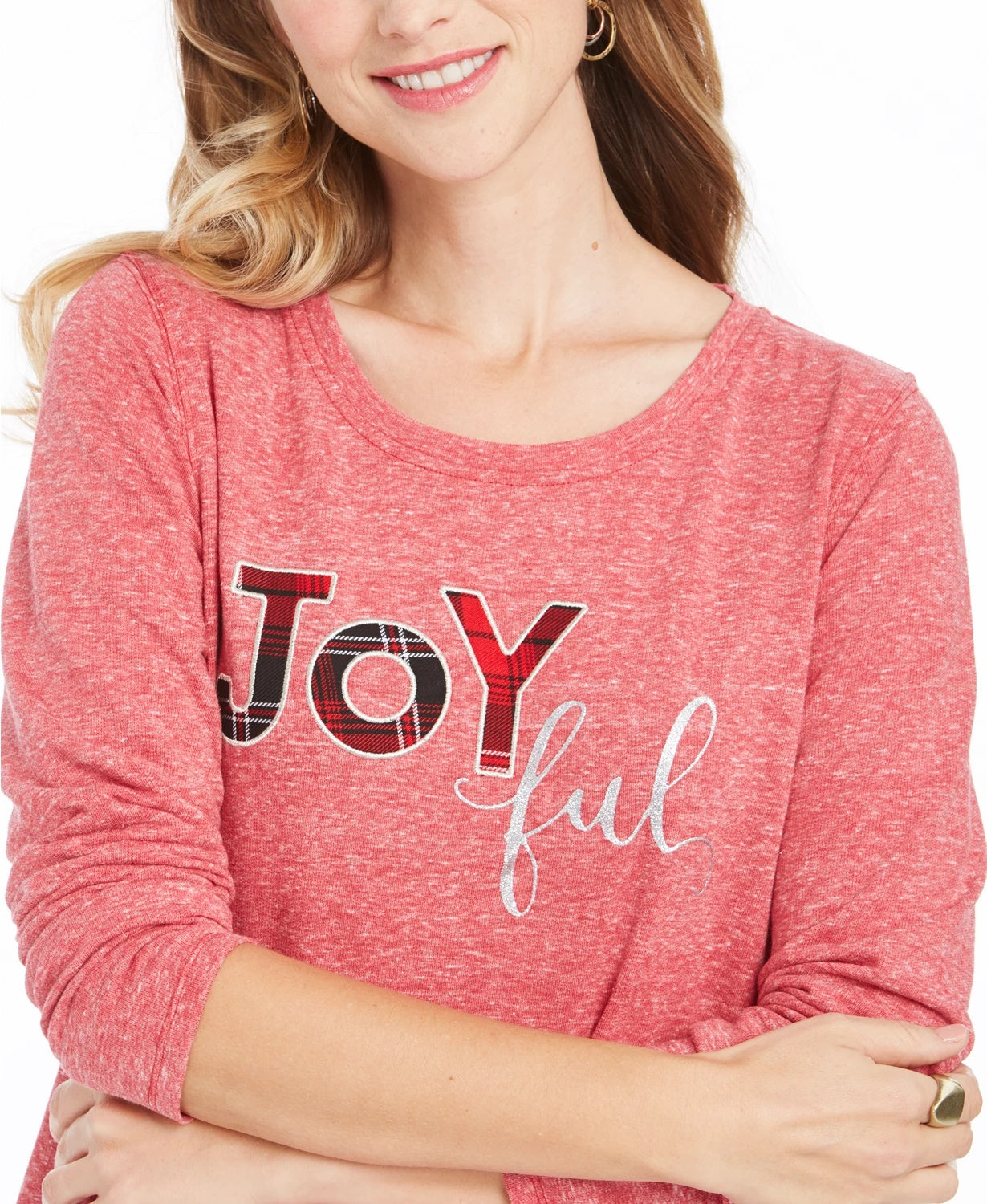 Style & Co Women's Joyful Graphic Sweatshirt Red Size X-Small