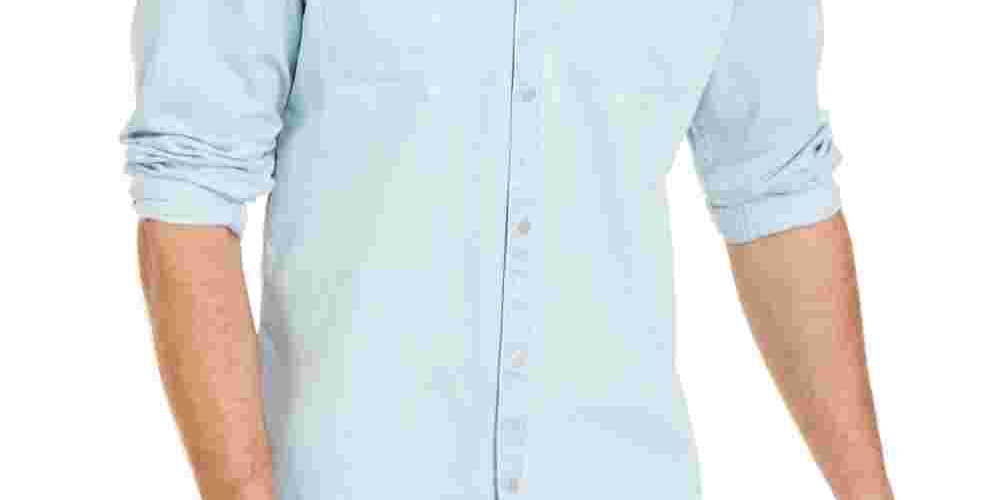 INC International Concepts Men's Light Blue Collared Dress Shirt Blue Size X-Small