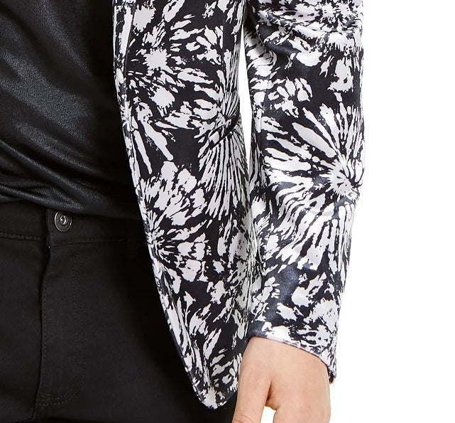 INC International Concepts Men's Velvet Printed Two-Button Blazer White Size XX-Large