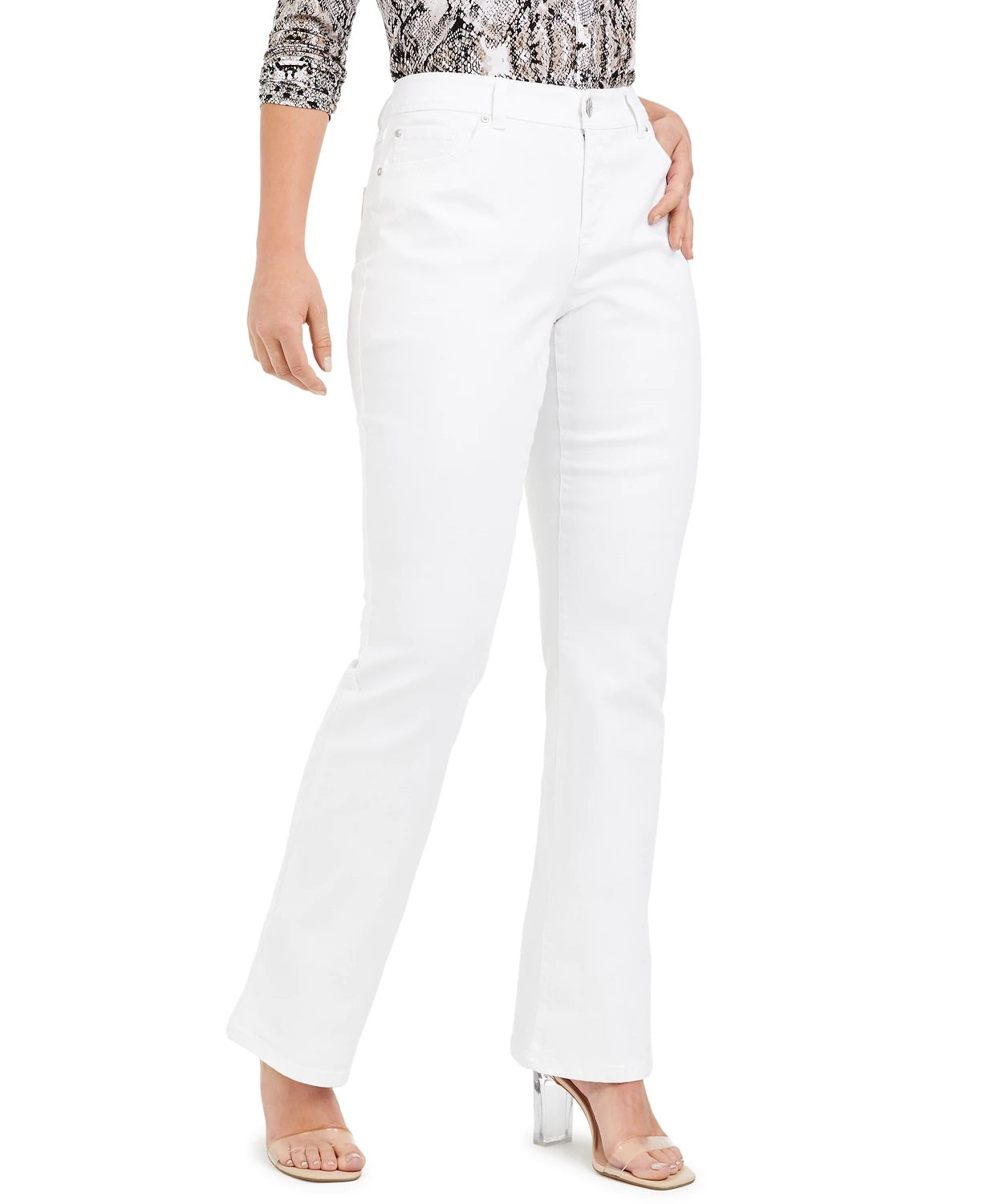 INC International Concepts Women's Curvy Bootcut Jeans Natural Size 6