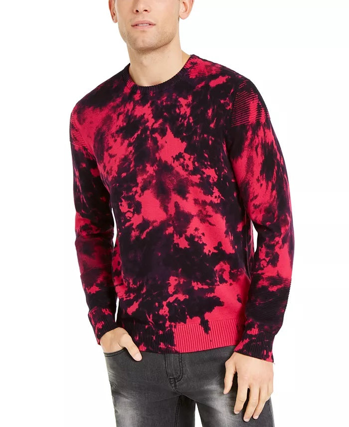 INC International Concepts Men's Gnover Tie Dye Sweater Dark Pink Size X-Large