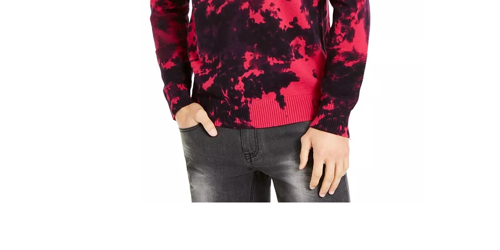 INC International Concepts Men's Gnover Tie Dye Sweater Dark Pink Size X-Large