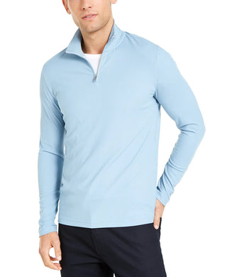 Alfani Men's Lightweight Ribbed Quarter Zip Pullover Navy Size Small