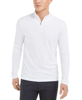 Alfani Men's Lightweight Ribbed Quarter-Zip Pullover White Size Small