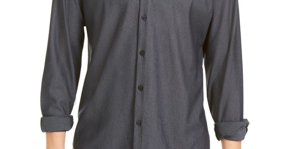 Alfani Men's Shirt Small Knit Classic-Fit Button Down Black Size Small
