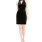 Bar III Women's Sleeveless Keyhole Velvet Sheath Dress Black Size XX-Large