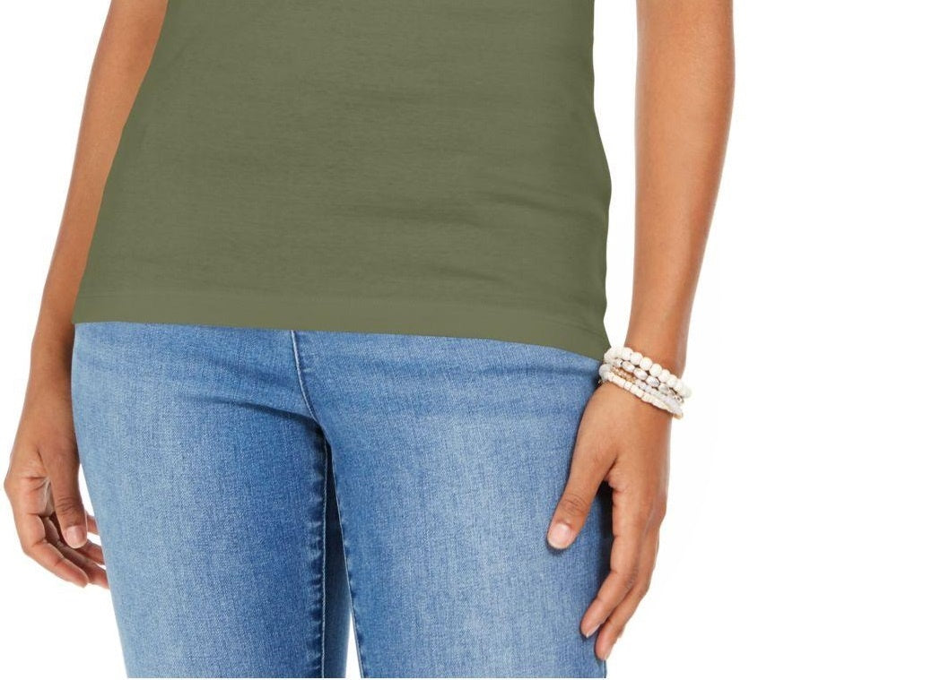 Style & Co Women's Cotton Tank Top Green Size X-Large