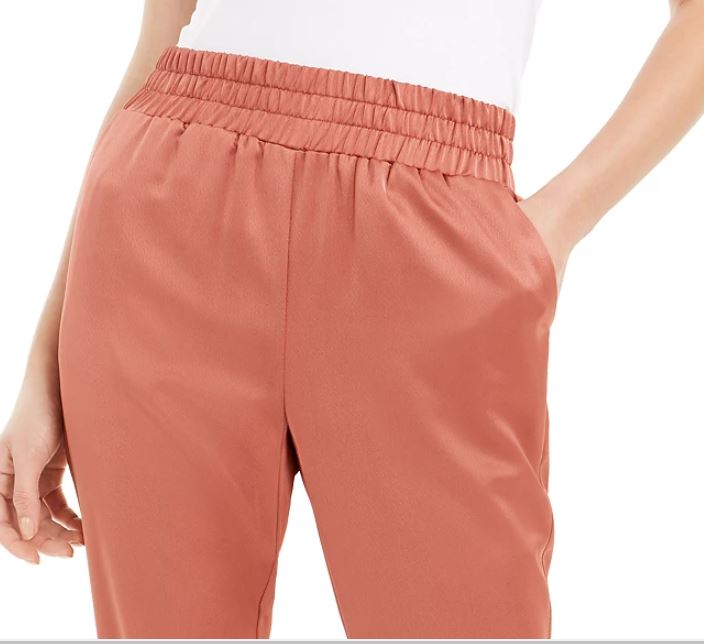 Bar III Women's Satin Jogger Pants Brown Size Medium