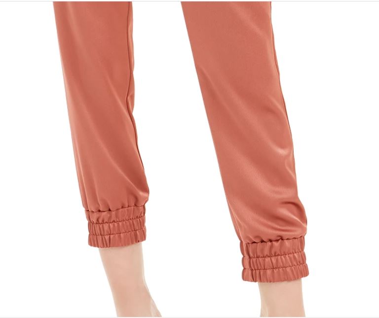 Bar III Women's Satin Jogger Pants Brown Size Medium