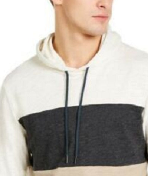 Sun + Stone Men's Colorblocked Hoodie Beige Size Small