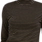 Charter Club Women's Striped Mock Neck Top Black Size X-Large