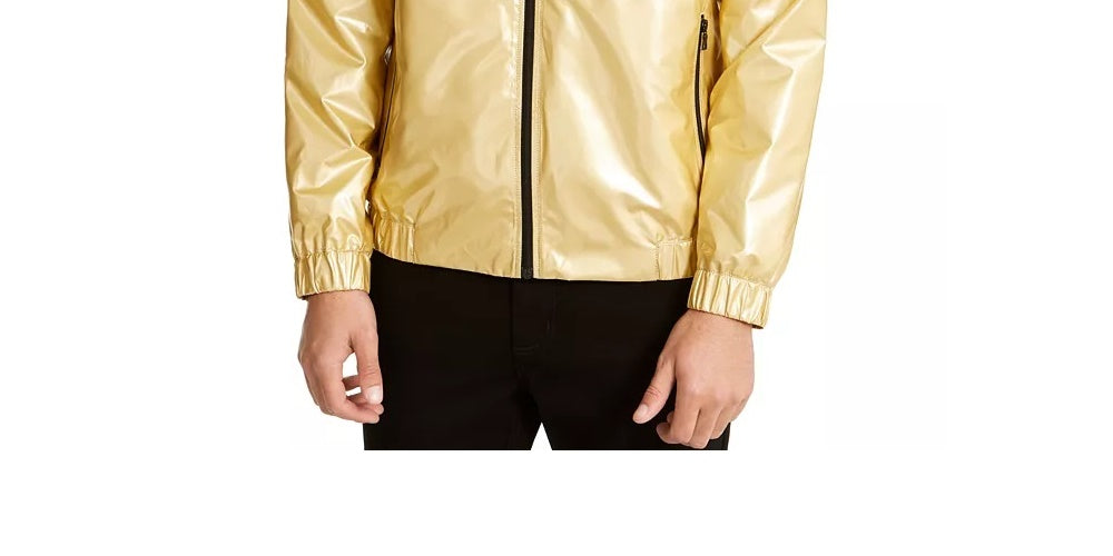 Alfani Men's Colorblocked Full Zip Windbreaker Yellow Size Small