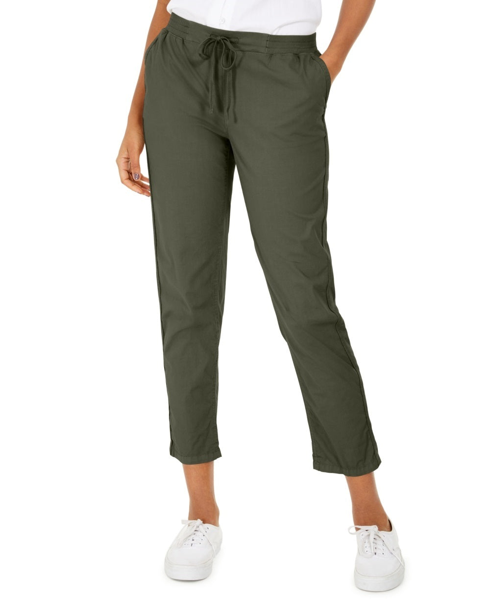 Style & Co Women's Pull On Cuffed Utility Pants Green Size 10