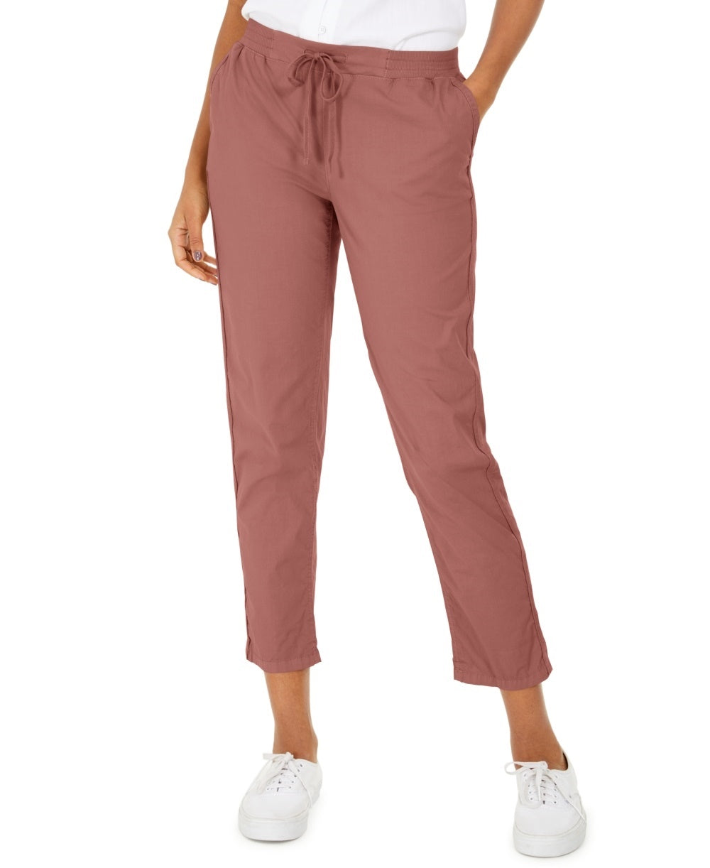 Style & Co Women's Pull On Cuffed Utility Pants Orange Size 8