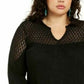 Style & Co Women's Crochet-Yoke Top Black Size Small