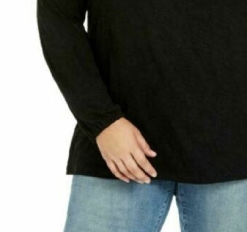 Style & Co Women's Crochet-Yoke Top Black Size Small