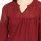 Style & Co Women's Crochet Yoke Top Red Size X-Small