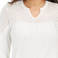 Style & Co Women's Crochet-Yoke Top White Size X-Small