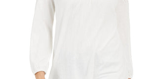 Style & Co Women's Crochet-Yoke Top White Size X-Small