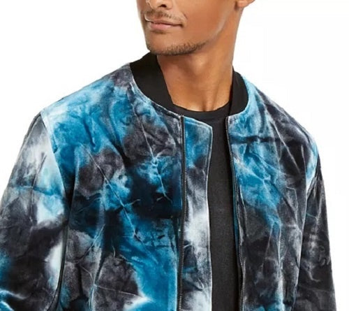 INC International Concepts Men's Velvet Tie Dye Bomber Jacket Navy Size Small