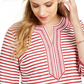 Charter Club Women's Striped Linen Blend Tunic Red Size Small