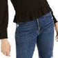 Bar III Women's Smocked Square Neck Top Black Size Large