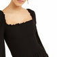 Bar III Women's Smocked Square-Neck Top Black Size Extra Large
