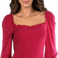 Bar III Women's Smocked Square-Neck Top Red Size Small