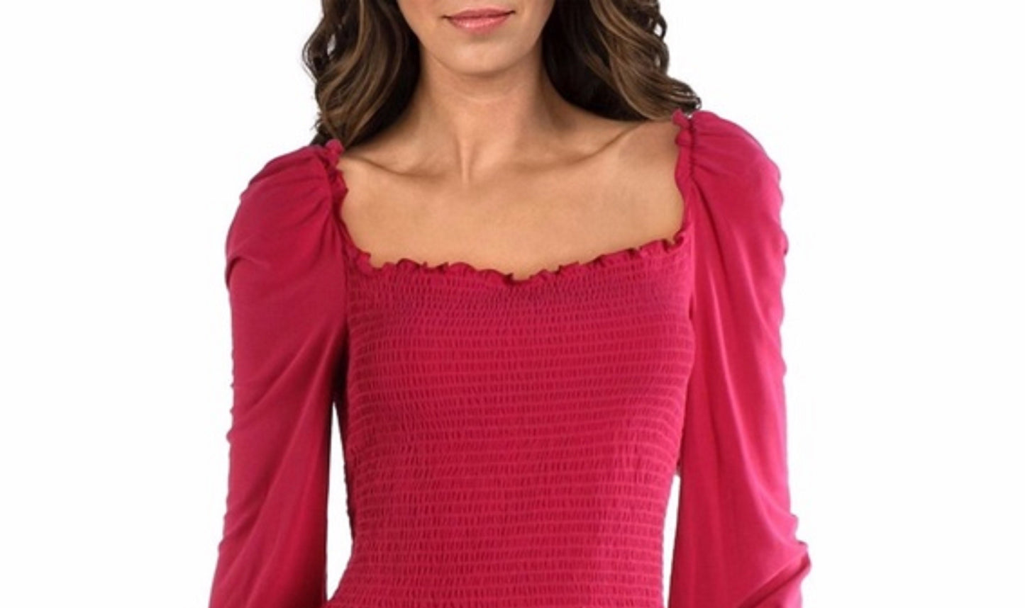 Bar III Women's Smocked Square-Neck Top Red Size Small