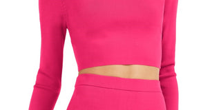 Bar III Women's Bodycon Cropped Crew Neck Sweater Red Size Medium