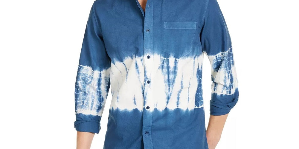 Sun + Stone Men's Horizon Tie Dye Shirt Navy Size Medium